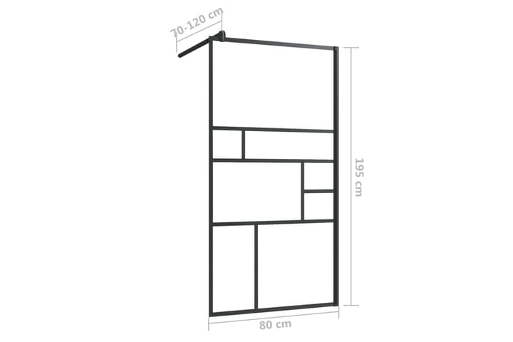 Walk-in suihkun seinäke kirkas ESG-lasi 80x195 cm musta - Läpinäkyvä - Talo & remontointi - Keittiö & kylpyhuone - Kylpyhuone - Suihkukalusteet - Suihkuseinät