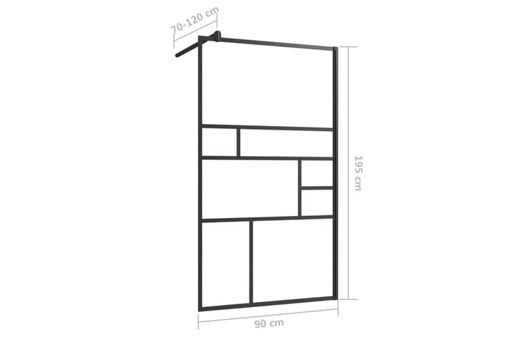 Walk-in suihkun seinäke kirkas ESG-lasi 90x195 cm musta - Läpinäkyvä - Talo & remontointi - Keittiö & kylpyhuone - Kylpyhuone - Suihkukalusteet - Suihkuseinät