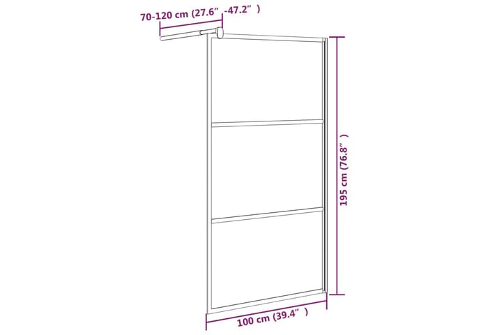 Walk-in suihkuseinäke 100x195 cm huurrettu ESG-lasi musta - Musta - Talo & remontointi - Keittiö & kylpyhuone - Kylpyhuone - Suihkukalusteet - Suihkuseinät