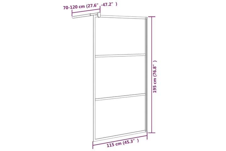 Walk-in suihkuseinäke 115x195 cm tumma ESG-lasi musta - Musta - Talo & remontointi - Keittiö & kylpyhuone - Kylpyhuone - Suihkukalusteet - Suihkuseinät