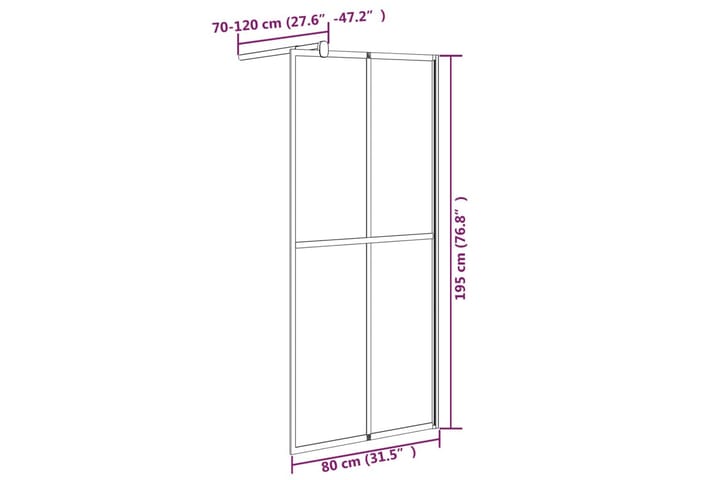 Walk-in suihkuseinäke 80x195 cm tumma karkaistu lasi - Musta - Talo & remontointi - Keittiö & kylpyhuone - Kylpyhuone - Suihkukalusteet - Suihkuseinät