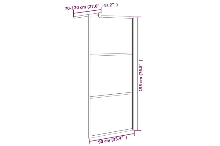 Walk-in suihkuseinäke 90x195 cm huurrettu ESG-lasi musta - Musta - Talo & remontointi - Keittiö & kylpyhuone - Kylpyhuone - Suihkukalusteet - Suihkuseinät