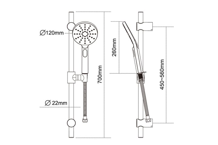 Suihku Vallsberg 70 cm - Kromi - Talo & remontointi - Keittiö & kylpyhuone - Kylpyhuone - Suihkut - Suihkusetit