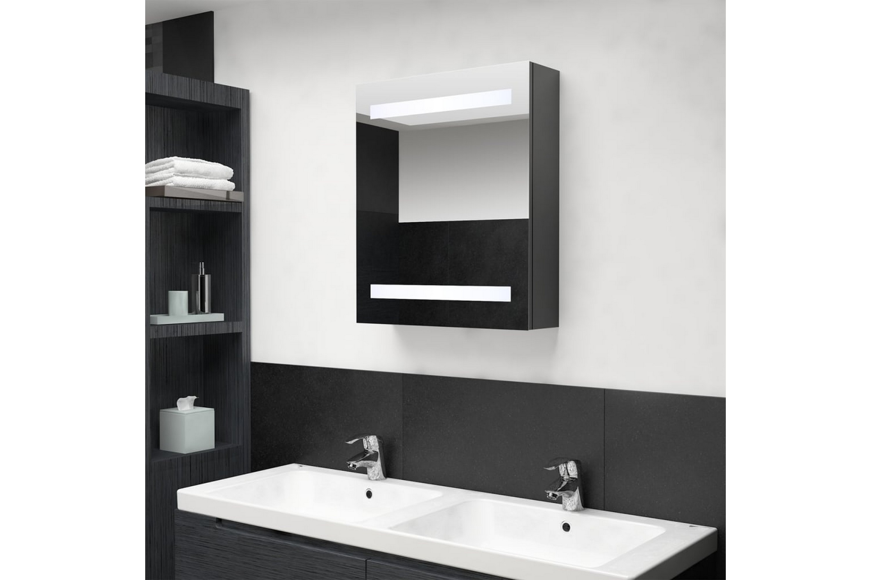 LED kylpyhuoneen peilikaappi harmaa 50x14x60 cm - Harmaa