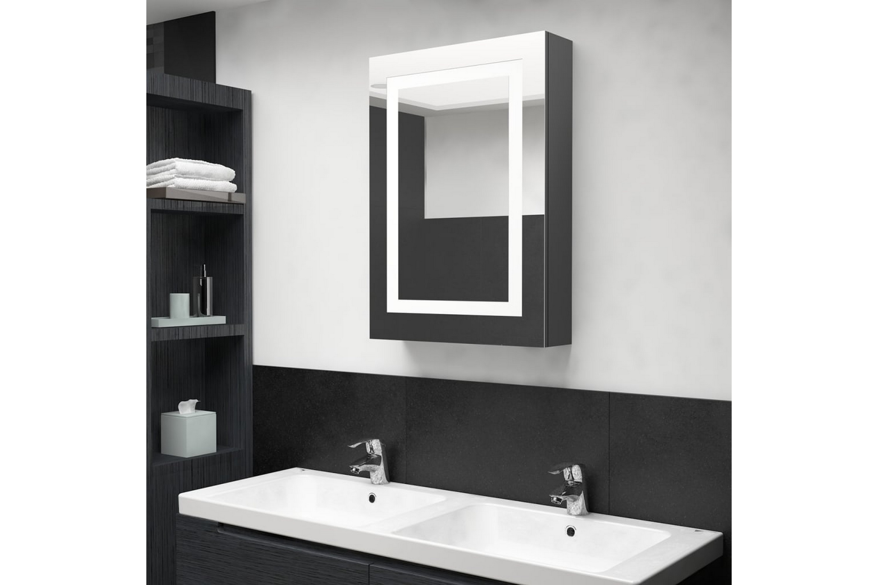 Kylpyhuoneen peilikaappi LED 50x13x70 cm - Harmaa