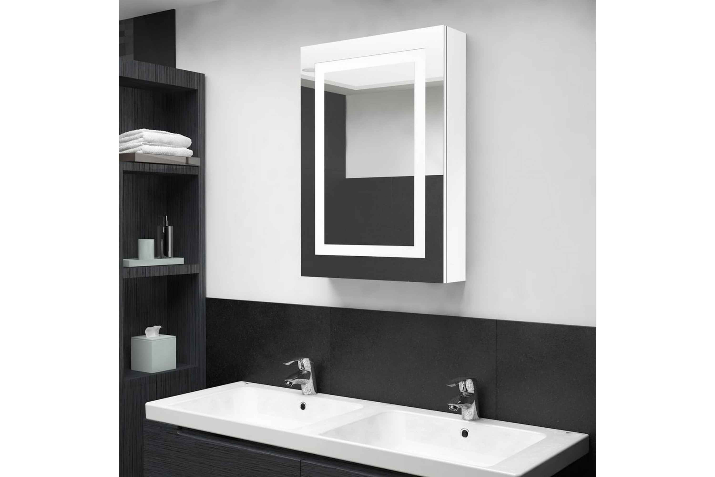 LED kylpyhuoneen peilikaappi kiiltävä valkoinen 50x13x70 cm - Valkoinen