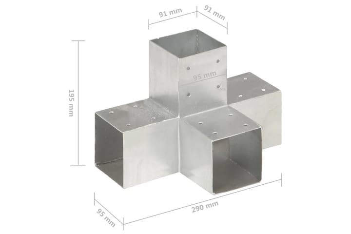 Tolppaliittimet 4 kpl X-muoto galvanoitu metalli 91x91 mm - Talo & remontointi - Näkösuojat & aitaukset - Aita - Aitatolpat