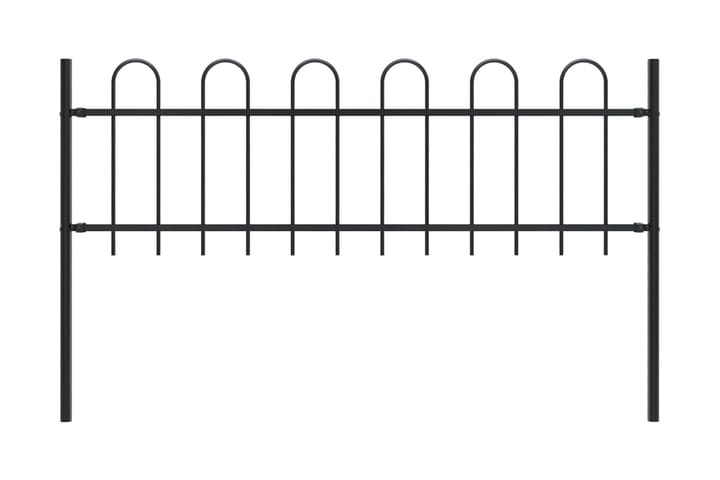 Puutarha-aita kaarikärjillä 1,7x0,6 m teräs musta - Musta - Takorauta-aita & rauta-aita