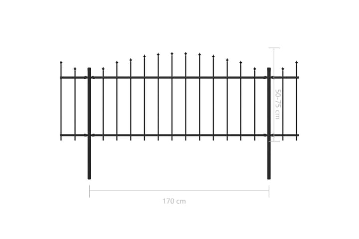 Puutarha-aita keihäskärjillä teräs (0,5-0,75)x3,4 m musta - Musta - Talo & remontointi - Näkösuojat & aitaukset - Aita - Takorauta-aita & rauta-aita