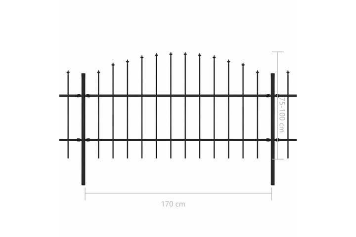 Puutarha-aita keihäskärjillä teräs (0,75-1)x10,2 m musta - Musta - Talo & remontointi - Näkösuojat & aitaukset - Aita - Takorauta-aita & rauta-aita