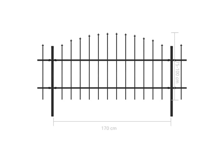 Puutarha-aita keihäskärjillä teräs (0,75-1)x11,9 m musta - Musta - Talo & remontointi - Näkösuojat & aitaukset - Aita - Takorauta-aita & rauta-aita