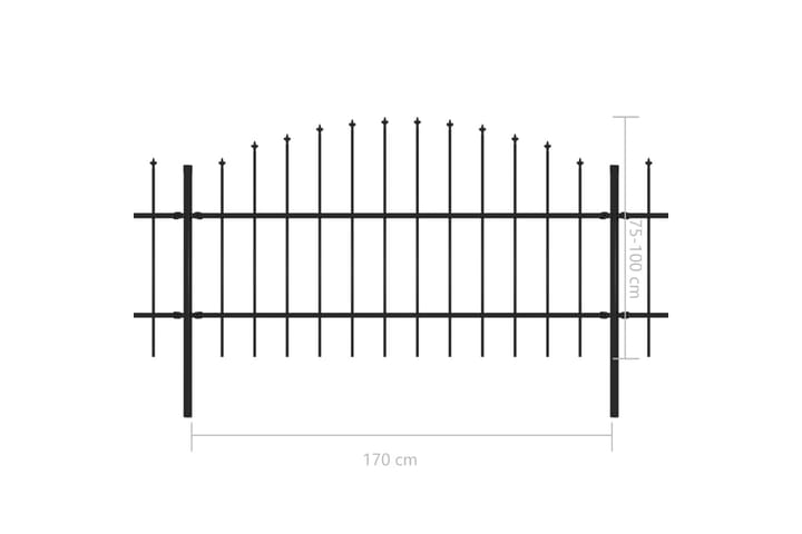 Puutarha-aita keihäskärjillä teräs (0,75-1)x15,3 m musta - Musta - Talo & remontointi - Näkösuojat & aitaukset - Aita - Takorauta-aita & rauta-aita