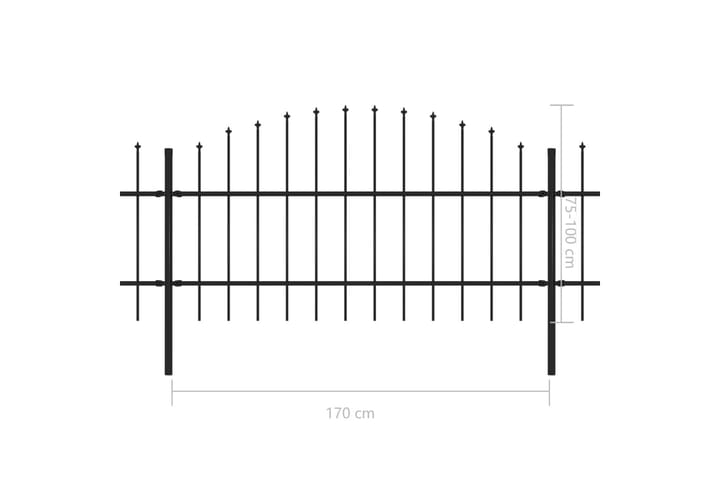 Puutarha-aita keihäskärjillä teräs (0,75-1)x3,4 m musta - Musta - Talo & remontointi - Näkösuojat & aitaukset - Aita - Takorauta-aita & rauta-aita