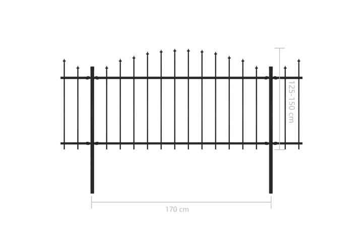 Puutarha-aita keihäskärjillä teräs (1,25-1,5)x13,6 m musta - Musta - Talo & remontointi - Näkösuojat & aitaukset - Aita - Takorauta-aita & rauta-aita