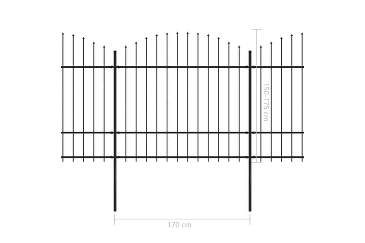 Puutarha-aita keihäskärjillä teräs (1,5-1,75)x10,2 m musta - Musta - Takorauta-aita & rauta-aita