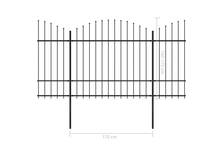 Puutarha-aita keihäskärjillä teräs (1,5-1,75)x5,1 m musta - Musta - Talo & remontointi - Näkösuojat & aitaukset - Aita - Takorauta-aita & rauta-aita