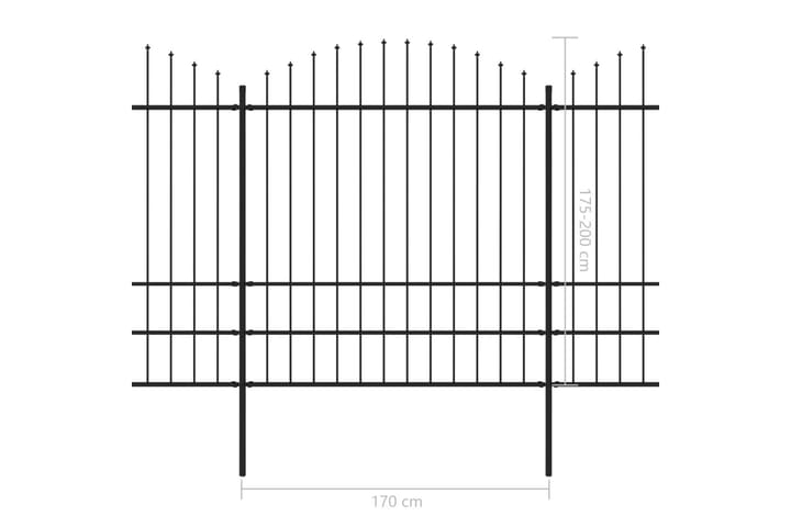 Puutarha-aita keihäskärjillä teräs (1,75-2)x10,2 m musta - Musta - Talo & remontointi - Näkösuojat & aitaukset - Aita - Takorauta-aita & rauta-aita