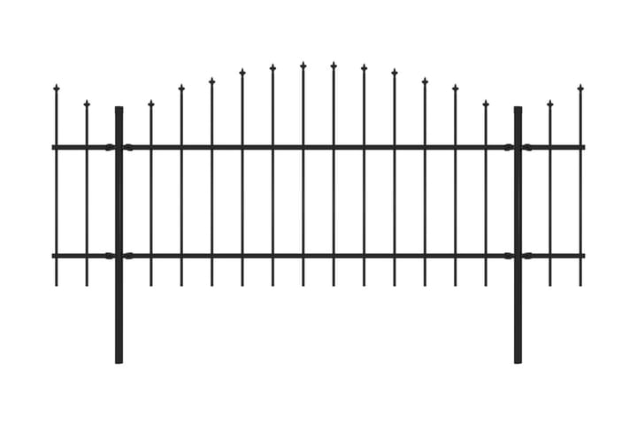 Puutarha-aita keihäskärjillä teräs (1-1,25)x10,2 m musta - Musta - Talo & remontointi - Näkösuojat & aitaukset - Aita - Takorauta-aita & rauta-aita