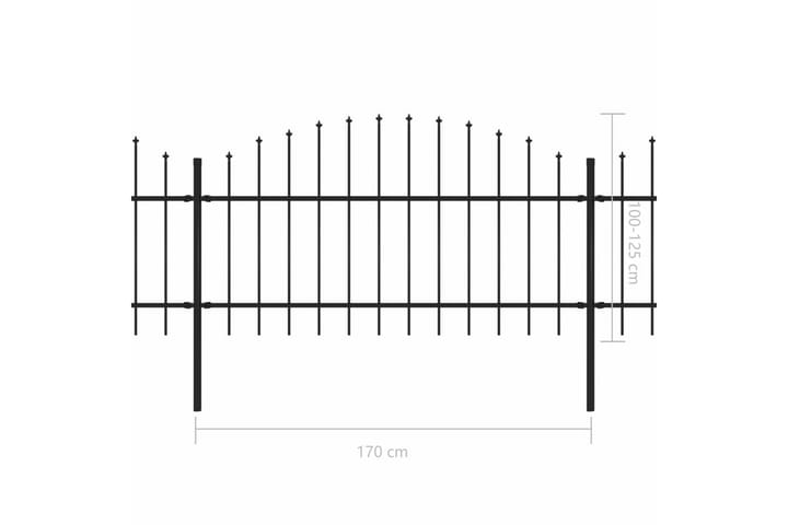 Puutarha-aita keihäskärjillä teräs (1-1,25)x10,2 m musta - Musta - Talo & remontointi - Näkösuojat & aitaukset - Aita - Takorauta-aita & rauta-aita