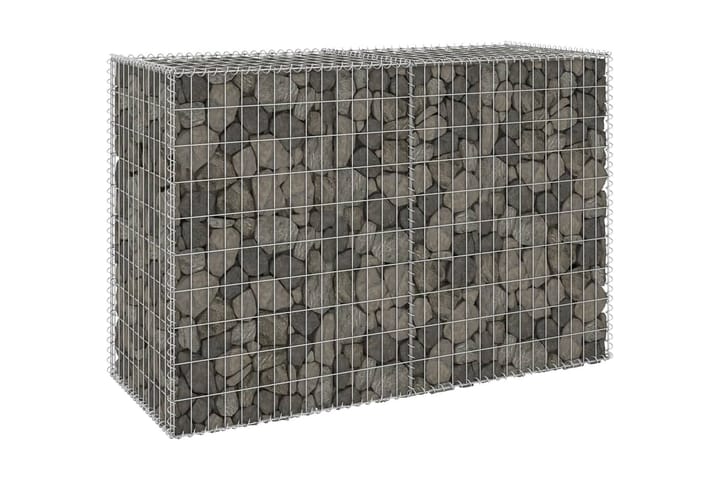 Gabion-kivikori kansilla galvanoitu teräs 150x60x100 cm - Hopea - Talo & remontointi - Näkösuojat & aitaukset - Muuri - Kivikori