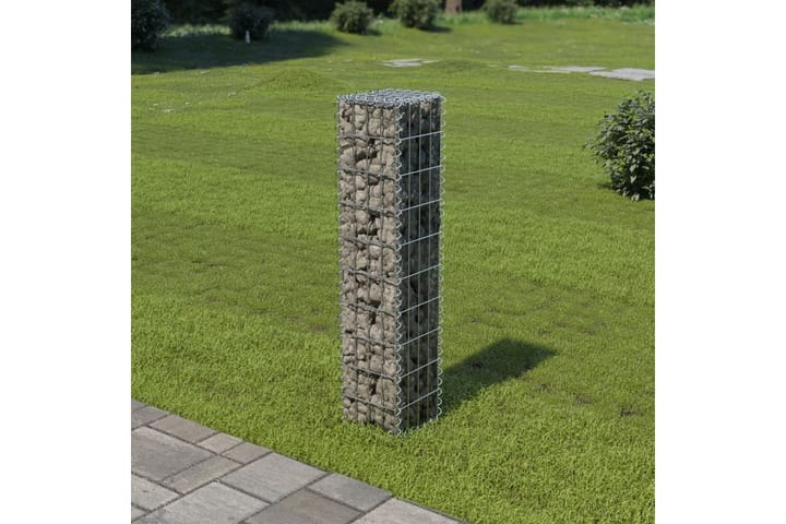 Gabion-kivikori kansilla galvanoitu teräs 20x20x100 cm - Hopea - Talo & remontointi - Näkösuojat & aitaukset - Muuri - Kivikori