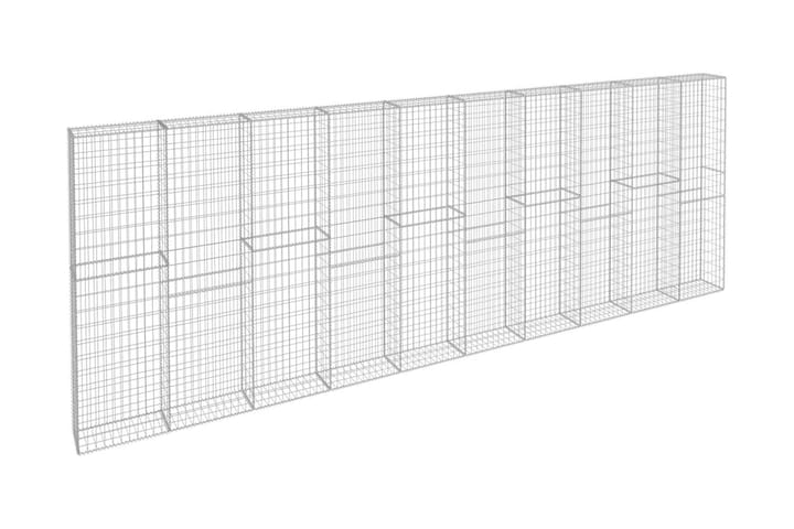 Gabionseinä kansilla galvanoitu teräs 600x30x200 cm - Hopea - Talo & remontointi - Näkösuojat & aitaukset - Muuri - Kivikori