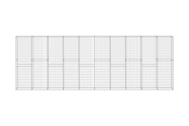 Gabionseinä kansilla galvanoitu teräs 600x30x200 cm - Hopea - Talo & remontointi - Näkösuojat & aitaukset - Muuri - Kivikori