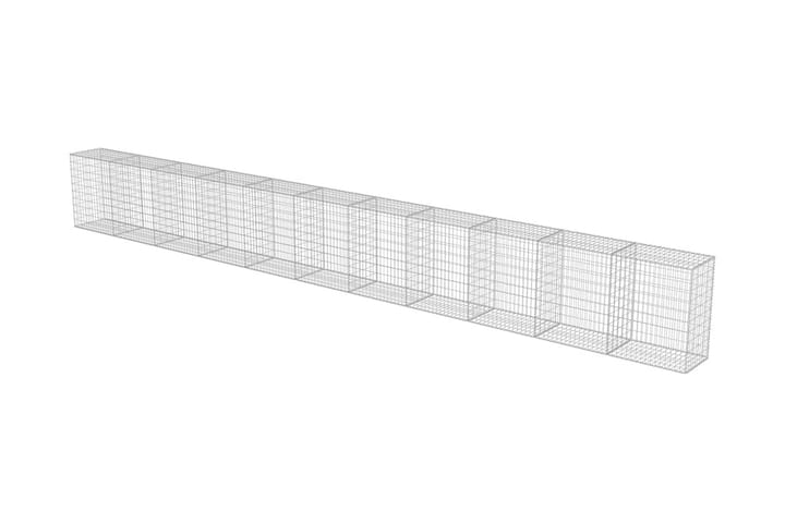 Gabionseinä kansilla galvanoitu teräs 900x50x100 cm - Hopea - Talo & remontointi - Näkösuojat & aitaukset - Muuri - Kivikori