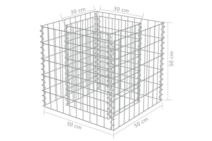 Korotettu kivikori/kukkalaatikko galvanoitu teräs 50x50x50cm - Hopea - Talo & remontointi - Näkösuojat & aitaukset - Muuri - Kivikori