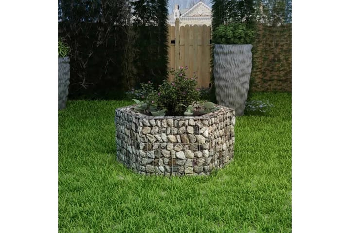 Korotettu kuusikulmainen gabion-/kivikorikehys 100x90x50 cm - Hopea - Talo & remontointi - Näkösuojat & aitaukset - Muuri - Kivikori