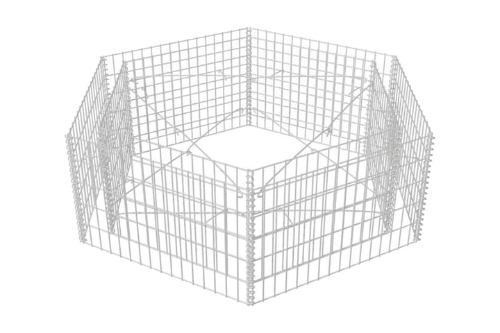 Korotettu kuusikulmainen gabion-/kivikorikehys 160x140x50 cm - Hopea - Talo & remontointi - Näkösuojat & aitaukset - Muuri - Kivikori