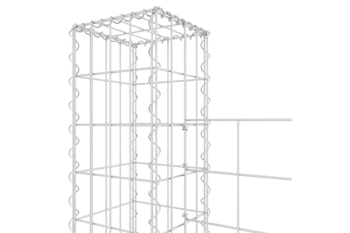 U-muotoiset kivikorit 5 pylväällä rauta 500x20x200 cm - Hopea - Talo & remontointi - Näkösuojat & aitaukset - Muuri - Kivikori