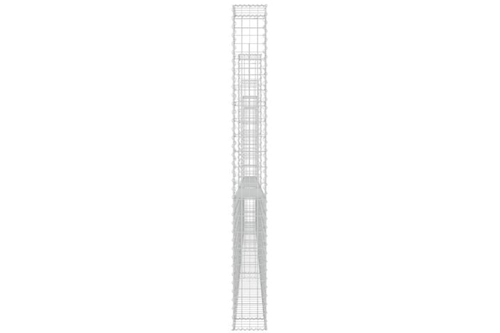 U-muotoiset kivikorit 5 pylväällä rauta 500x20x200 cm - Hopea - Talo & remontointi - Näkösuojat & aitaukset - Muuri - Kivikori