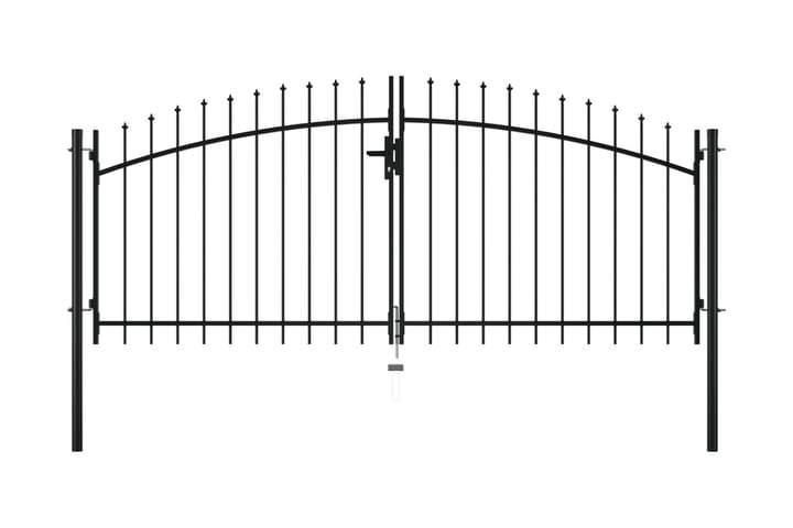 Aitaportti keihäskärjillä 300x150 cm - Musta - Portti ulos - Puuportti