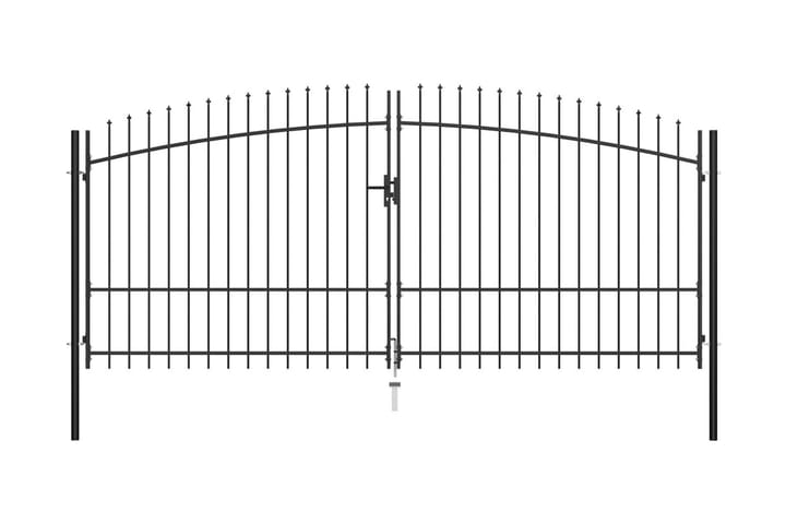 Aitaportti keihäskärjillä 400x225 cm - Musta - Portti ulos - Puuportti