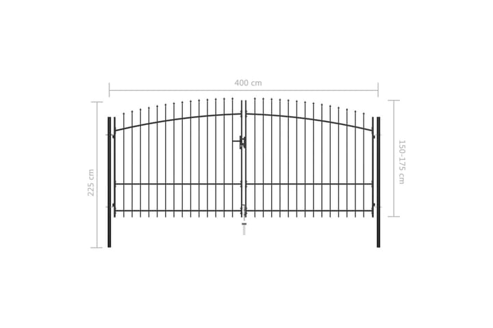 Aitaportti keihäskärjillä 400x225 cm - Musta - Talo & remontointi - Näkösuojat & aitaukset - Portti
 - Portti ulos