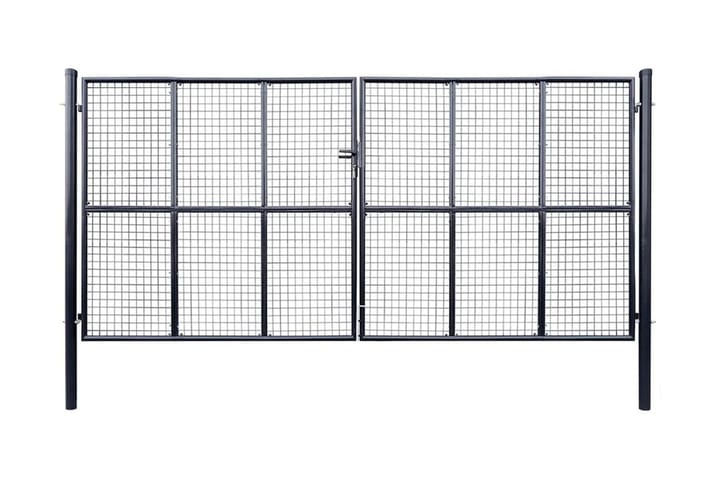 Puutarhaportti galvanoitu teräsverkko 400x175 cm harmaa - Harmaa - Takorautaportti & rautaportti - Portti ulos