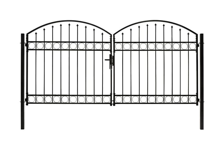 Puutarhaportti tuplaovi kaareva yläosa teräs 300x125cm musta - Musta - Talo & remontointi - Näkösuojat & aitaukset - Portti
 - Portti ulos