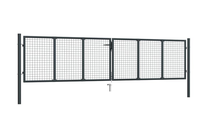 Puutarhaportti galvanoitu teräsverkko 400x125 cm harmaa - Harmaa - Takorautaportti & rautaportti - Portti ulos
