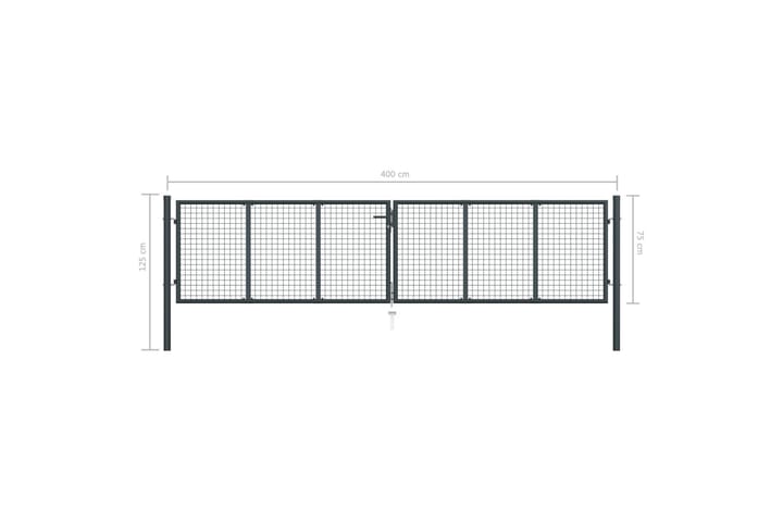 Puutarhaportti galvanoitu teräsverkko 400x125 cm harmaa - Harmaa - Takorautaportti & rautaportti - Portti ulos