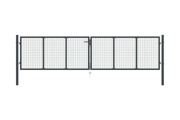 Puutarhaportti galvanoitu teräsverkko 400x150 cm harmaa - Harmaa - Takorautaportti & rautaportti - Portti ulos