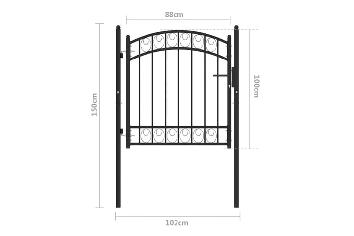 Puutarhaportti kaareva yläosa teräs 100x100 cm musta - Talo & remontointi - Näkösuojat & aitaukset - Portti
 - Portti ulos