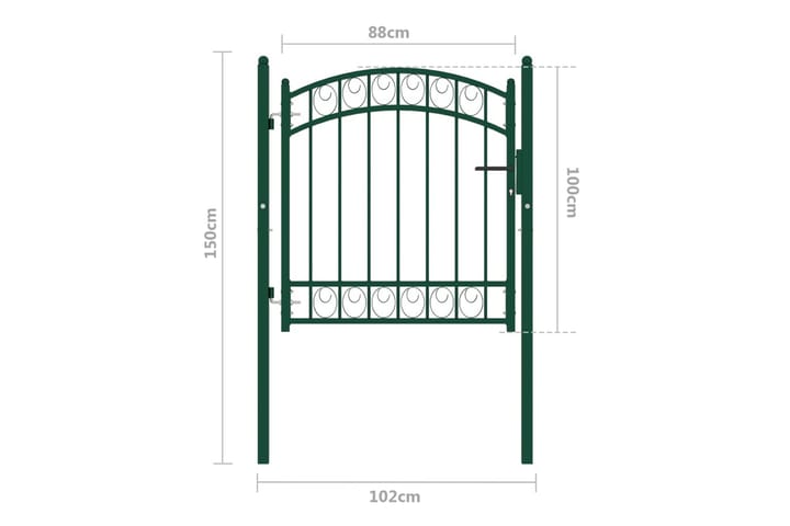 Puutarhaportti kaareva yläosa teräs 100x100 cm vihreä - Talo & remontointi - Näkösuojat & aitaukset - Portti
 - Portti ulos