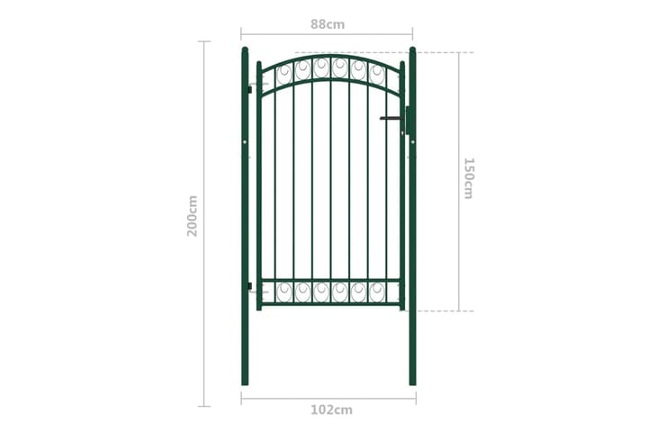 Puutarhaportti kaareva yläosa teräs 100x150 cm vihreä - Talo & remontointi - Näkösuojat & aitaukset - Portti
 - Portti ulos