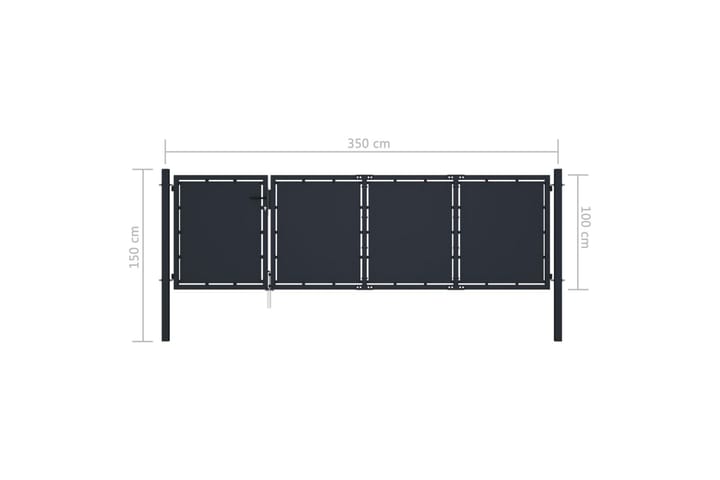 Puutarhaportti teräs 350x100 cm antrasiitti - Harmaa - Talo & remontointi - Näkösuojat & aitaukset - Portti
 - Portti ulos