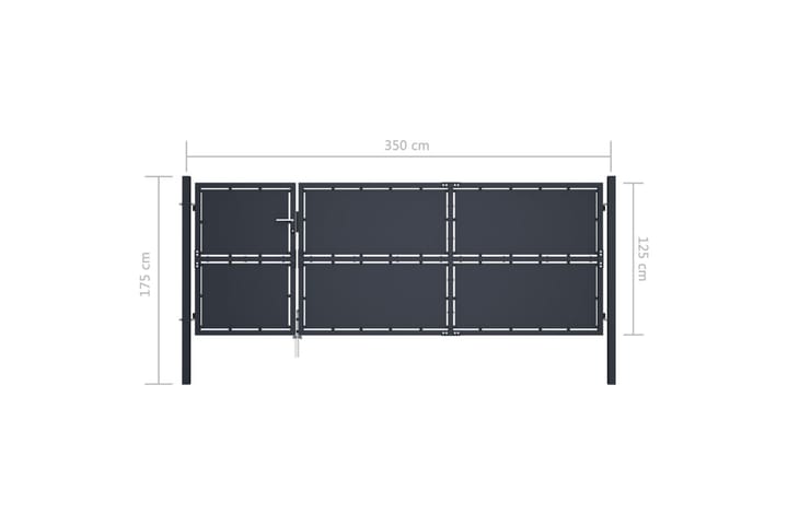 Puutarhaportti teräs 350x125 cm antrasiitti - Harmaa - Talo & remontointi - Näkösuojat & aitaukset - Portti
 - Portti ulos