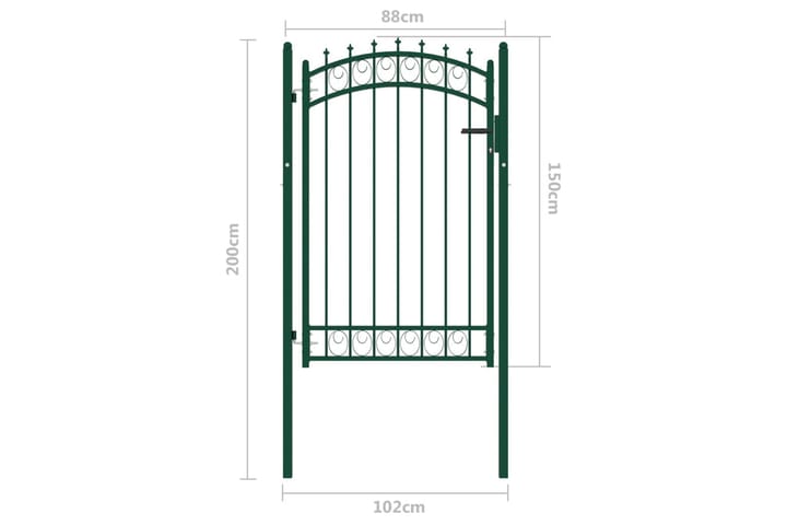 Puutarhaportti piikeillä teräs 100x150 cm vihreä - Vihreä - Talo & remontointi - Näkösuojat & aitaukset - Portti
 - Portti ulos