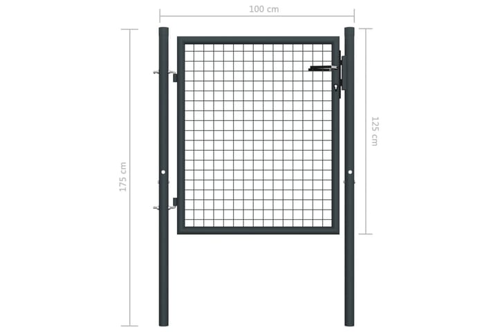 Puutarhaportti galvanoitu teräsverkko 100x175 cm harmaa - Harmaa - Talo & remontointi - Näkösuojat & aitaukset - Portti
 - Takorautaportti & rautaportti