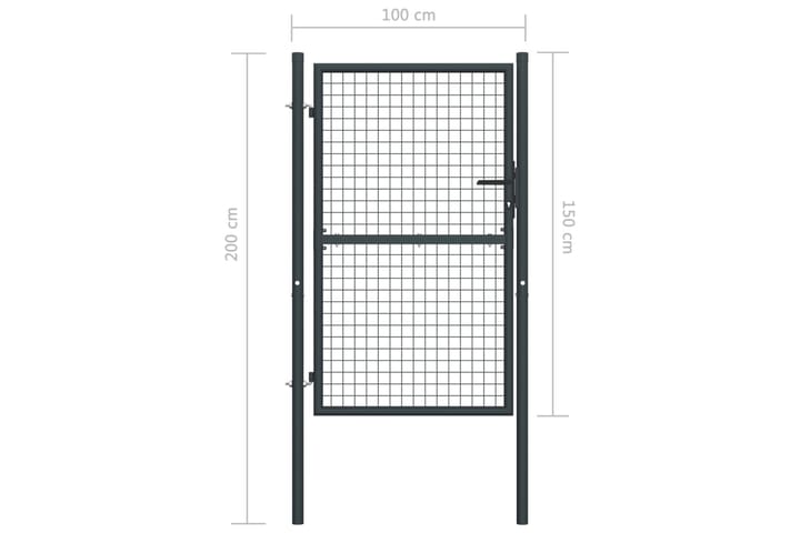 Puutarhaportti galvanoitu teräsverkko 100x200 cm harmaa - Harmaa - Talo & remontointi - Näkösuojat & aitaukset - Portti
 - Takorautaportti & rautaportti