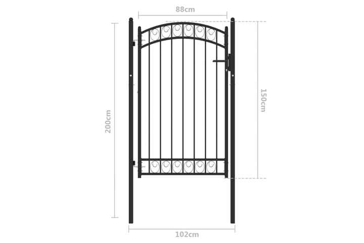 Puutarhaportti kaareva yläosa teräs 100x150 cm musta - Talo & remontointi - Näkösuojat & aitaukset - Portti
 - Takorautaportti & rautaportti